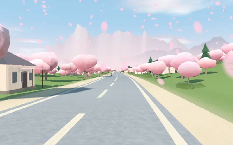 Sakura — blossom trees in drifting petals
